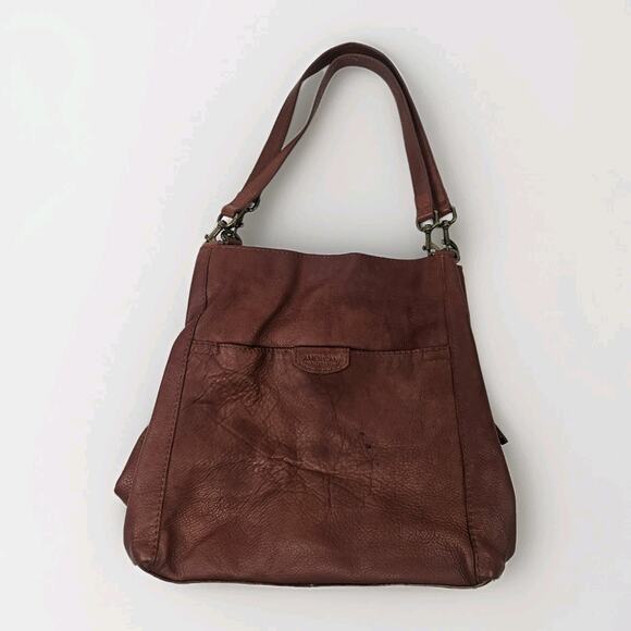 American Leather Co Women's Lenox Triple Entry Satchel Brandy Brown Shoulder Bag - Picture 1 of 13